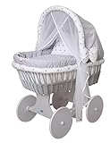 WALDIN Baby Stubenwagen-Set mit Ausstattung, XXL, Bollerwagen, komplett, 24 Modelle wählbar, Gestell/Räder grau lackiert, Stoffe grau/Sterne grau