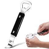 Abeillo Flaschenöffner Edelstahl, 2 in 1 Bottle Opener und Dosenöffner Küchen-kapselheber, Tragbare Kapselheber für Home Pub Outdoor Camping Reisen (Schwarz Griff)