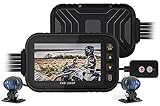 140-Grad-Weitwinkel-Motorrad-Dashcam mit Speicherkarte, 3-Zoll-IPS-Bildschirm, 1080P+720P-Zweikanal-Motorradkamera, integriertes WLAN, GPS, G-Sensor, intelligente Parküberwachung, automatisches