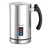 NWOUIIAY Milchaufschäumer Elektrisch 500W Edelstah Automatischer Milchschäumer 240ml Für heißen und kalten Milchschaum Ein Klick Steuerung Wenig Lärmrostfreier Antihaftbeschichtung für Cappuccino
