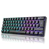 RK61 RGB Gaming-Tastatur, 2,4 GHz Wireless/Bluetooth/Wired 60% Mechanische Tastatur 61 Tasten, Hot-Swap-fähiger Roter Schalter mit RGB-Beleuchtung, Kompatibel für Win/Mac, Schwarz (QWERTZ)