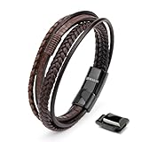 SERASAR Armband Herren Leder Braun 20cm - Lederarmband Männer-Armband Leder-Armreif Herrenarmband Herrenschmuck Flecht-Armband Leder-Wickelarmband Leder-Kette Armbändchen Men Leather Bracelet für Ihn