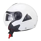 Vintage Motorrad Offener Helm, Motorradhelm Halbhelme Herren Damen, DOT/ECE-Zulassung, Motorrad Klapphelme, Mit Visier Jethelme Für ATV UTV ,M=(57-58cm),CC