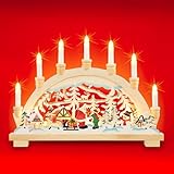 SIKORA LB11-3 liebevoll colorierter Schwibbogen WEIHNACHTSMANN mit elektrischer Beleuchtung B:45cm