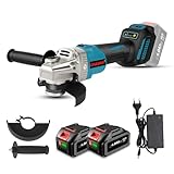 ONEVAN Akku Winkelschleifer, 125mm Bürstenloser Winkelschleifer mit 4.0Ah Akkus, 6 Gang Regelbare Drehzahl, 700W Akku Trennschleifer Angle Grinder Winkelschleifer mit Drehzahlregelung