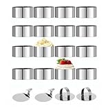 huoflame 16 Stück Dessertringe und Speiseringe Set - Runde & Herzform Edelstahl Kuchenringe - Mousse-Ringe mit Heber & Stampfer - Backringe für Torte, Dessert, Reiskugel, DIY Backen