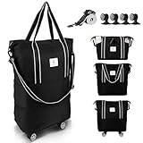 Arxus Reisetasche Erweiterbar mit Rollen, Faltbare Handgepäck Tasche Großer Reisetaschen für Damen und Herren zum Reisen Sport Camping Weekender Übernachtung 25L-55L