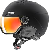 uvex Wanted Visor - robuster Skihelm für Damen und Herren - Filterkategorie 2 - optimierte Belüftung - Black matt - 54-58 cm