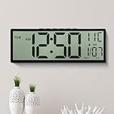 Maxstar 15'' große Digitale Wanduhr, großes LCD-Display mit Jumbo-Zahlen, batteriebetrieben, automatische Sommerzeit, Temperatur, Datum, Wanduhren für Wohnzimmer, Schlafzimmer, Küche for ältere