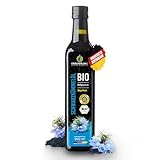 Kräuterland Bio Schwarzkümmelöl 500ml, ungefiltert, ohne Zusatzstoffe, hoher Thymoquinone, Omega Fettsäuren, kaltgepresst, vegan, mild, glasflasche, mühlenfrisch aus unsrer hessischen Ölmühle