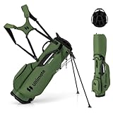 COSTWAY Golf Standtasche, Golf Bag mit 8 er Unterteilung & Regenhaube, leichte Golftasche mit 5 Taschen & Standfüßen, Pencil Bag tragbar für Herren, Damen (Grün)