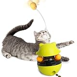 Katzen Spielzeug - Interaktives Katzenspielzeug 3 in 1 Federspielzeug Katze Katzenfutterspender Spielzeug für Langsam Fütterung Training Nahrungsuche Lernspielzeug für Katzen (Gelb)