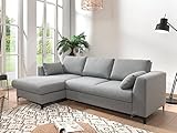 Lisa Design Tala - 4-Sitzer Ecksofa Links - schlaffunktion und Bettkasten - aus Stoff Hellgrau