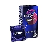 Durex Intense Orgasmic Kondome, Gerippte und genoppte Kondome mit Stimulationsgel für eine intensivere Befriedigung der Frau, 1er Pack (1 x 10 Stück)