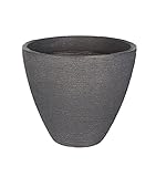 BigDean Pflanzkübel in Grau Granitstein-Optik - Rillentopf rund - 39x31cm - Outdoor Blumenkübel groß - Übertopf für Innen & Außen - Pflanzentopf