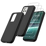 MIBZOR 4 in 1 Schwarz Hülle Kompatibel mit HTC U23 Pro (6.7'), 1 Handyhülle und 3 Stück Schutzglas Panzerglas, Black Schutzhülle Weich Silikon Flexibel TPU Tasche Case