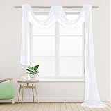 Ghope Querbehang Freihanddeko Transparent, 150 x 600cm Gardinen Voile Vorhang Deko Hochzeitsbogen Tüll für Fotografie Hochzeit Party Geburtstag Taufe Himmelbett