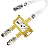 TronicXL IEC Verteiler Antennenverteiler TV Kabel Adapter Kabelfernsehen 2fach DVBC Koax zb für Unitymedia Splitter Vodafone Netcologne Netaachen Netkassel Telecolumbus Primacom Ewe Unicable