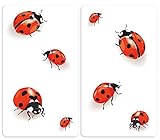 Maximex Herdabdeckplatte Universal Marienkäfer, 2er Set Herdabdeckung für alle Herdarten, Gehärtetes Glas, 5.5 x 52 x 30 cm, mehrfarbig