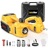 Taskstar Wagenheber Elektrisch 5T 3T 2T, 12V Elektrischer Wagenheber Hydraulischer 155-450 mm mit elektrischem Schlagschrauber und Reifenfüllpumpe, 3 in 1 Tragbarer für SUV MPV Limousine (Gelb)