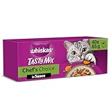 WHISKAS TASTY MIX Nassfutter in Sauce für Katzen 40 x 85g Chef’s Choice