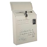 WATIIFUFU Retro Briefkasten aus Robustem Eisen mit Schloss Wandmontage Vintage Design Wetterfest und Sicher als Vorschlags und Zeitungsbox für Außenbereiche Schlüsseln Cremeweiß
