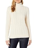 Amazon Essentials Damen Leichter Rollkragenpullover Mit Zopfmuster (Erhältlich In Übergröße), Creme, XL