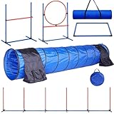 Tragbares Agility-Trainingsset für Hunde mit Tunnel, Sprungring und Pausenbox für Hindernisparcours im Hinterhof