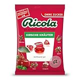Ricola Kirsche Kräuter, 75g Beutel original Schweizer Kräuter-Bonbons mit 13 Alpenkräutern und fruchtig-erfrischender Kirsche, zuckerfrei, 1 x 75g