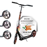 Scoot One Aluminium Scooter orange S 2 – höhenverstellbarer Aluminiumroller – Cityroller für Kinder und Erwachsene - Roller ABEC 7 205 mm