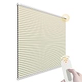 Rollos, Fenstervorhänge, motorisiert, Verdunkelung, wiederaufladbar, für Privatsphäre, Smart Home, elektrisch, automatisch, Wabenstruktur, 83,8 x 121,9 cm, Beige