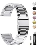 Fullmosa Edelstahl Uhrenarmband 22mm für traditionell Uhr, Kompatibel mit Samsung Galaxy Watch 3 45mm/Galaxy 46mm, Huawei Watch GT5/GT5 Pro/4/4 Pro 46mm/Garmin Vivoactive 4, Silber