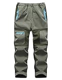 Echinodon Kinder Gefütterte Hose Softshellhose Winddicht Wasserabweisend Warm Jungen Mädchen Winter Outdoorhose Wanderhose Armeegrün S