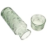 Ipetboom Embossed Glas Karaffe Set mit Becher Nachttisch Wasserkaraffe für Wasser Saft Milch Mundwasser Kreatives Design Vielseitig Verwendbar Elegantes Trinkglas Set Grün