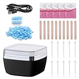 YUFFQOPC Wachswärmer Waxing set für Ohren und Nase-Wachs Haarentfernung Männer und Frauen,Schwarz Wachswärmer Wachsmaschine zur Haarentfernung mit 100g Waxing Perlen Wachsstäbchen USB - Ladekabel