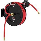 HOMCOM Automatik Druckluftschlauchtrommel 15m+1m Druckluftschlauch mit 1/4' Anschluss, 9,5 x 15,8 mm Durchmesser, max. Druck: 20 bar, Schlauchbremse, Schlauchaufroller Wandhalterung