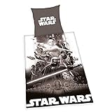 Herding Star Wars 9 Bettwäsche-Set, Wendemotiv, Mit leichtläufigem Reißverschluss, Baumwolle/Linon, Grau, Bettbezug 135 x 200 cm, Kopfkissenbezug 80 x 80 cm