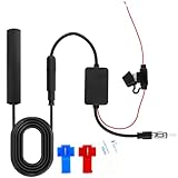 Autoantenne mit Verstärker Universal 12V mit 300cm Kabel, Antennenverstärker für Autoradio FM/AM/DAB, Autoantenne mit DIN-Adapter, KFZ Autoradio Antenne Stereo Media für Fahrzeug, PKW, LKW, SUVA