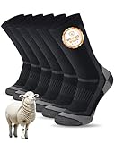 SockWaddles Merino Wandersocken Herren Damen, Atmungsaktiv Thermosocken Trekkingsocken, Merinowolle Warme Wintersocken, Gepolstert Outdoor Socken Sportsocken Anti-Blasen Arbeitssocken 3 Paar