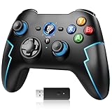 EasySMX Wireless PC Controller Game Controller PC Kabellos Bluetooth Gamepad mit Hall-Trigger&Dual Vibration&Turbo Funktion, kompatibel mitPC/PS3/Switch/Android TV/TV-Box/Handy/Tablet/Laptop – Blau