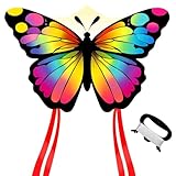 Drachen Kinder - Einleiner-Flugdrachen für Kinder ab 3 Jahren - Kinderdrachen inkl. 100m Drachenschnur und Streifenschwänze