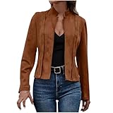 Black Friday Jacke Damen Kurz Leichte Cardigan Stehkragen Open Front Mantel Lässige Übergangsjacke Winter Sweatshirt Einfarbig Übergangsmantel Teenager Mädchen Sweatjacke Freizeitjacke