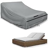 Sonnenliegen-Abdeckung für 2 Personen, 210 x 160 x 35/75 cm, 420D-Abdeckung, Doppelliege, Outdoor, wasserdicht, Doppel-Sonnenliege, Relaxer, Gartenliege, Schutzhülle, winddicht, UV-beständig…