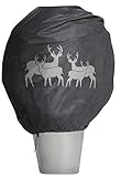 Windhager Winter-Deko-Vlieshaube Protect XL, Kälteschutz, Frostschutz für Pflanzen, Wintervlies, Gartenvlies, Abdeckvlies, 1,1 x 1,1 m, Hirsch-Motiv, Anthrazit