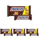 Snickers Schokoriegel, Erdnüsse, Karamell, Eine Packung á 5 Riegel | Fußball Snack | (1 x 5 x 50 g) (Packung mit 4)