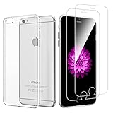 NEW'C Hülle für iPhone 6, iPhone 6s (4,7 Zoll) Ultra Transparent Silikon Weiches TPU Gel und 2 × Panzer Schutz Glas für iPhone 6, iPhone 6s (4,7 Zoll) - Anti Scratch