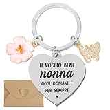 GEBETTER Italienisch Schlüsselanhänger Oma Geschenke mit Gravur Geburtstagsgeschenk Weihnachtsgeschenke zur Geburt Großmuttertag für Omatag Geburtstag Weihnachten Ostern Muttertag