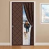 Magnet Wärmeschutzvorhang für Türen 95x190cm Winddichter Schalldämmender Türvorhang,Stoff mit Polyester & BaumwolleKälte fernhalten und Energie sparen Für Balkontür, Terrassentür Braun