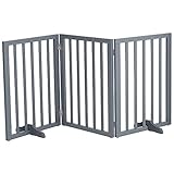 The Fellie Freistehendes Schutzgitter mit Füßen，Absperrgitter Hund, Kindergitter Klappbar, Holz Hundegitter Treppe, Treppenschutzgitter ohne Bohren, Absperrgitter für Häuser, Türöffnungen,H60cm,Grau