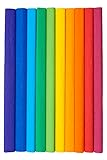 Krepppapier 50x200 cm Crepepapier für Handwerke, Kräuselpapier zur Dekoration, Schulpapier, Rollenpapier Elastizität, nicht abfärbende Farben, Mix Regenbogenfarben 10er Pack